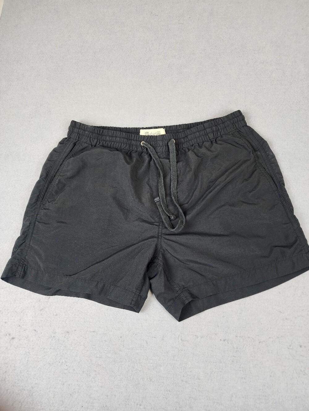 Madewell Black Elastic Waist Shorts Activewear Sporty Pockets Medium